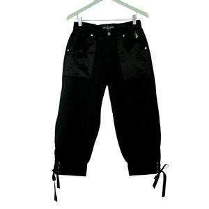 Baby Phat Jogger Pants Juniors 5 Fits 29x24 Black Ripstop Satin Trim Pockets